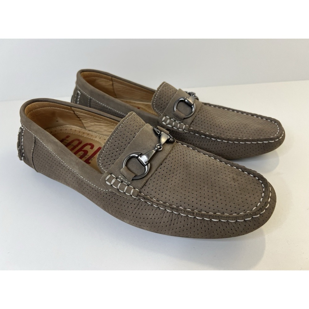 1901 Naples M15114 Mens US 7.5 M Driving Shoes Brown Perforated Leather Loafer